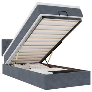 moldura de cama otomana vidaXL com colch&atilde;o cinza escuro veludo