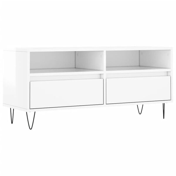 vidaXL M&oacute;vel p/ TV 100x34,5x44,5 cm derivados madeira branco brilhante