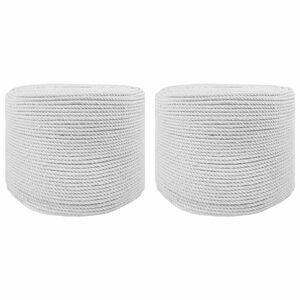 vidaXL Cord&atilde;o de Algod&atilde;o 2 unid. 2 mm 100 m Branco 100% Algod&atilde;o