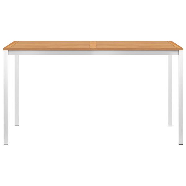 vidaXL Mesa de jantar jardim 140x80x75 cm teca maci&ccedil;a e a&ccedil;o inoxid&aacute;vel