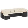 vidaXL 7 pcs conjunto de sof&aacute;s p/ jardim c/ almofad&otilde;es vime PE preto