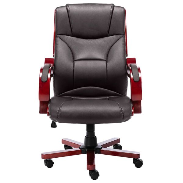 vidaXL Cadeira de escrit&oacute;rio couro genu&iacute;no castanho