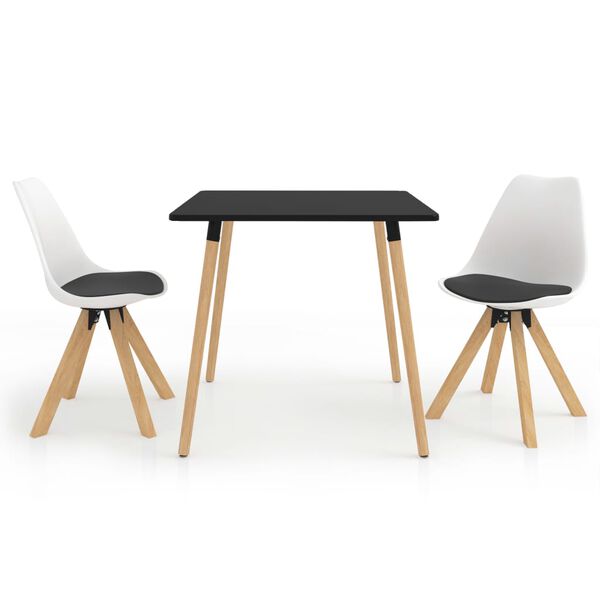 vidaXL 3 pcs conjunto de jantar preto e branco