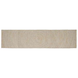 vidaXL Tapete de &Aacute;rea Natural e Branco 60 x 400 cm Juta