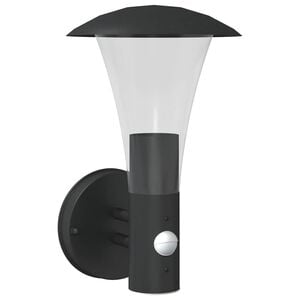vidaXL Candeeiro de parede p/ exterior com sensor a&ccedil;o inoxid&aacute;vel preto
