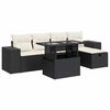 vidaXL 6 pcs conjunto sofás de jardim c/ almofadões vime PE preto