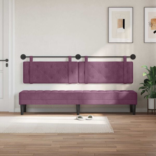 vidaXL Cabeceira Suspensa Roxo 210 x 55 x 5 cm Veludo