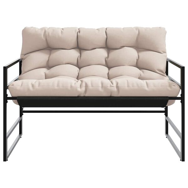 vidaXL Banco de jardim com almofad&atilde;o 113 cm a&ccedil;o cinzento-acastanhado