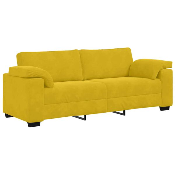 vidaXL Sof&aacute; de 3 lugares 220x77x82 cm veludo amarelo