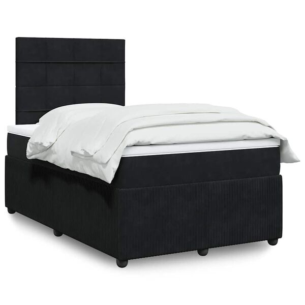 vidaXL Cama boxspring com colch&atilde;o 120x200 cm veludo preto
