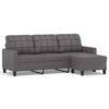 vidaXL Sof&aacute; de 3 lugares c/ apoio de p&eacute;s 180 cm couro artificial cinza