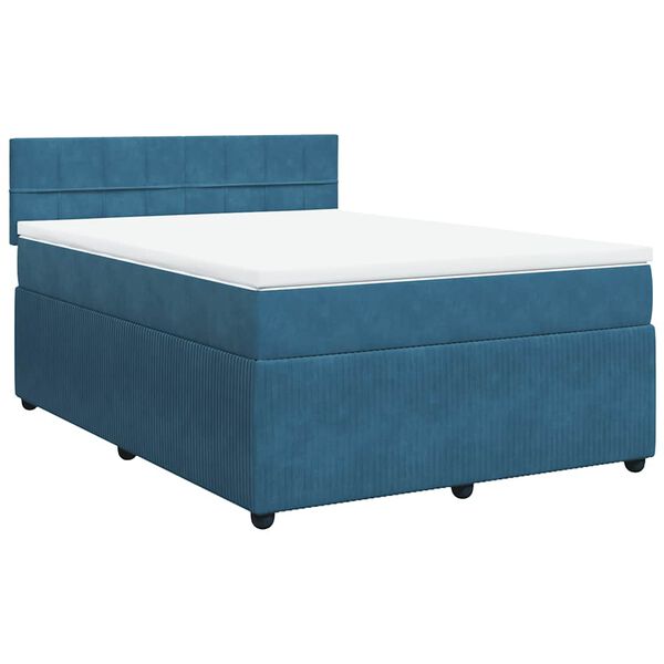vidaXL Cama boxspring com colch&atilde;o 140x190 cm veludo azul