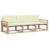 vidaXL Conjunto de Sof&aacute;s para Exterior 3 unid. Branco e Creme