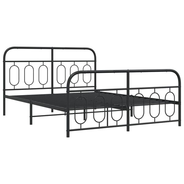 vidaXL Estrutura de cama com cabeceira e pés 140x190 cm metal preto