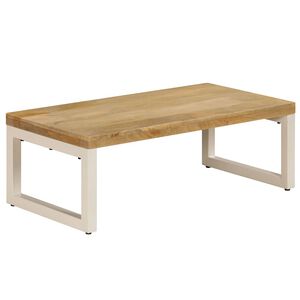 vidaXL Mesa de centro 100x50x35 cm madeira de mangueira maci&ccedil;a e a&ccedil;o