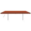vidaXL Toldo retr&aacute;til manual com postes 3,5x2,5 m laranja e castanho