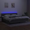 vidaXL Cama box spring c/ colch&atilde;o e LED 200x200 cm tecido cinza-escuro