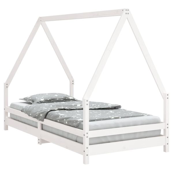 vidaXL Estrutura de cama infantil 90x190 cm pinho maciço branco