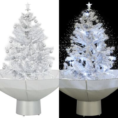 vidaXL Árvore de Natal com neve base formato guarda-chuva 75 cm branco