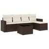 vidaXL 6 pcs conjunto de sof&aacute;s jardim c/ almofad&otilde;es vime PE castanho