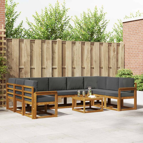 vidaXL Conjunto de Sof&aacute;s para Exterior 10 pcs Natural e Antracite