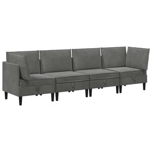 vidaXL Conjunto de M&oacute;veis para Sala de Estar 4 unid. Cinzento-Escuro