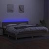 vidaXL Cama box spring colch&atilde;o/LED 200x200cm tecido cinza-acastanhado