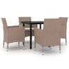 vidaXL 5 pcs conjunto de jantar p/ jardim c/ almofad&otilde;es vime PE preto