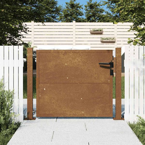 vidaXL Port&atilde;o de jardim 100x75 cm A&ccedil;o Corten