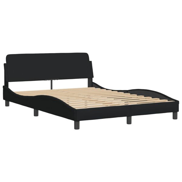 vidaXL Estrutura de cama Dover 140x190 cm tecido preto