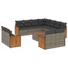 vidaXL 12 pcs conjunto de sof&aacute;s jardim c/ almofad&otilde;es vime PE cinzento