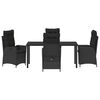 vidaXL Conjunto de Jantar para Jardim com almofada 5 pcs Preto vime PE