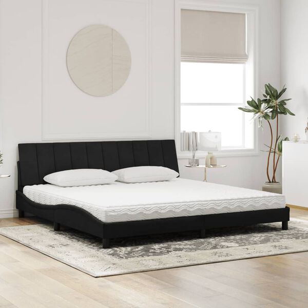 vidaXL Cama com colch&atilde;o Hanko 200x200 cm veludo preto