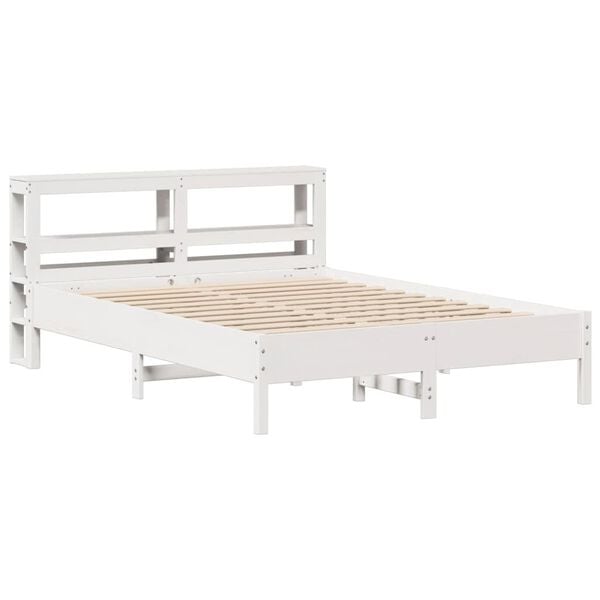vidaXL Cama sem colch&atilde;o 140x200 cm madeira de pinho maci&ccedil;a branco