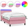 vidaXL Cama box spring c/ colch&atilde;o e LED 100x220 cm veludo Rosa