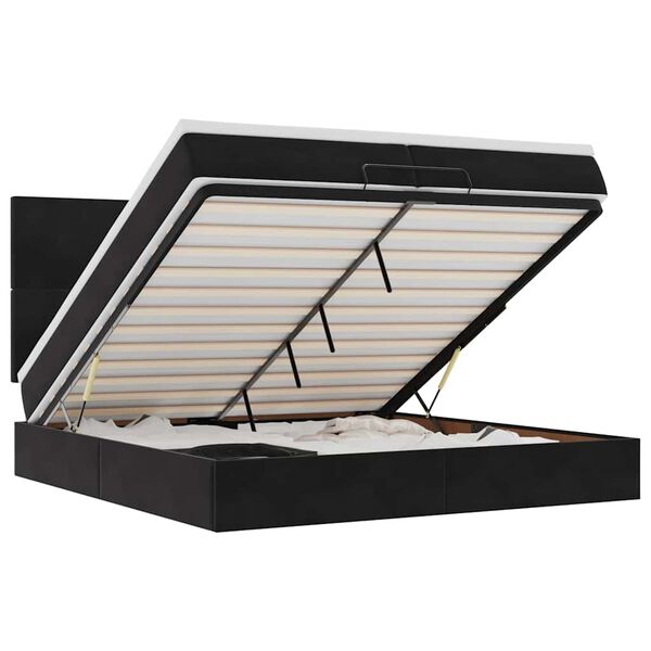 vidaXL Estrutura de cama otomana com colch&otilde;es 200x200cm veludo preto