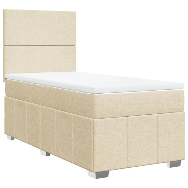 vidaXL Cama com molas/colch&atilde;o 80x200 cm tecido cor cr&egrave;me