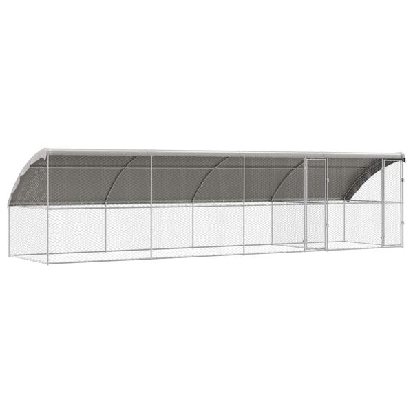 vidaXL Canil de Cachorro 4 pcs Prateado 8 x 2 x 2 m A&ccedil;o galvanizado