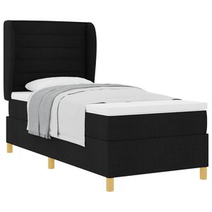 vidaXL Cama Box Springs com Colch&atilde;o Cinza Escuro 90x190 cm Preto