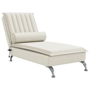 vidaXL Chaise lounge de massagem com rolo veludo creme