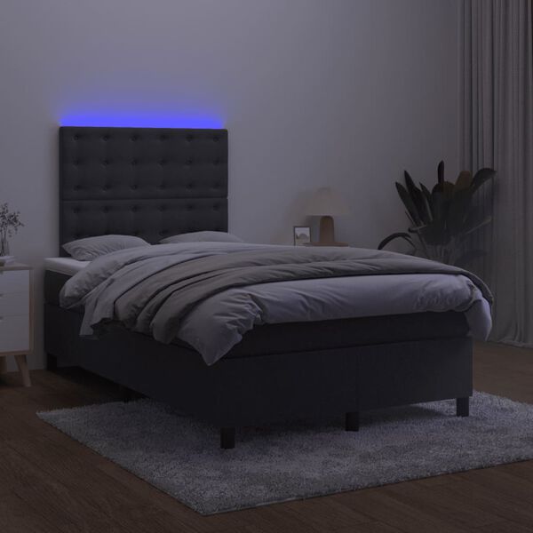 vidaXL Cama box spring c/ colch&atilde;o/LED 120x200 cm veludo preto