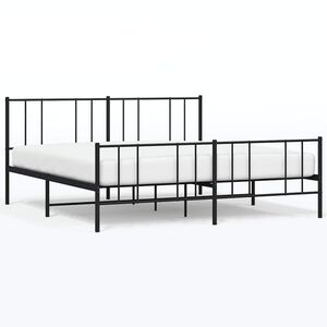 vidaXL Estrutura de cama com cabeceira e p&eacute;s 183x213 cm metal preto