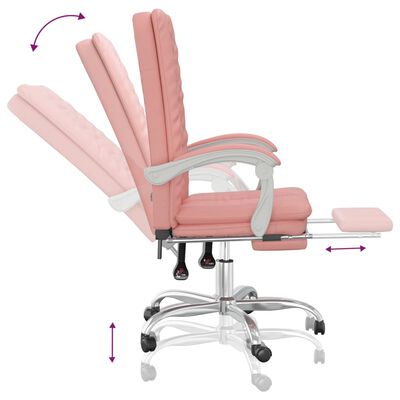 vidaXL Cadeira de escritório reclinável couro artificial rosa