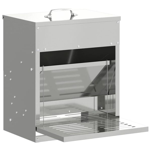 vidaXL Comedouro de Pedal para Frango Prateado 33 x 42 x 40 cm