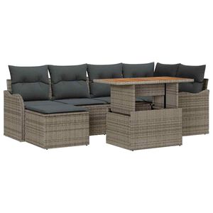 vidaXL Conjunto de Sof&aacute; de Jardim 7 unid. Cinzeto Rattan Sint&eacute;tico