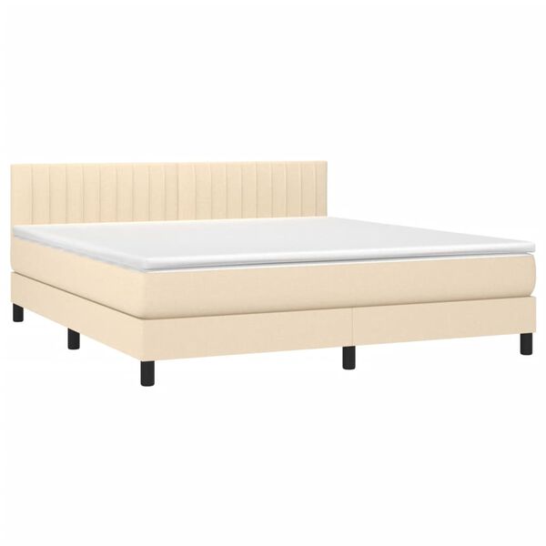 vidaXL Cama com molas/colch&atilde;o 160x200 cm tecido cor creme
