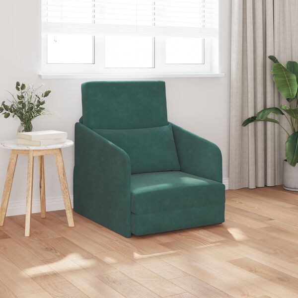vidaXL Sof&aacute;-Cama Verde Escuro 65 x 80 x 83 cm Veludo