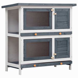 vidaXL Coelheira de exterior 4 portas madeira cinzento