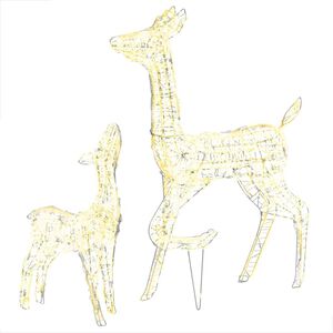 vidaXL Fam&iacute;lia de renas decorativa 160 LEDs acr&iacute;lico branco quente