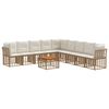vidaXL Conjunto de Sof&aacute;s para Exterior 10 unid. Natural e Branco Creme